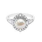 Rosec Jewels-Freshwater Pearl and Diamond Cocktail Halo Ring