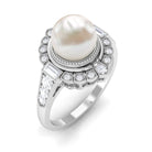 Rosec Jewels-Freshwater Pearl and Diamond Cocktail Halo Ring