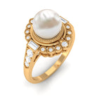 Rosec Jewels-Freshwater Pearl and Diamond Cocktail Halo Ring