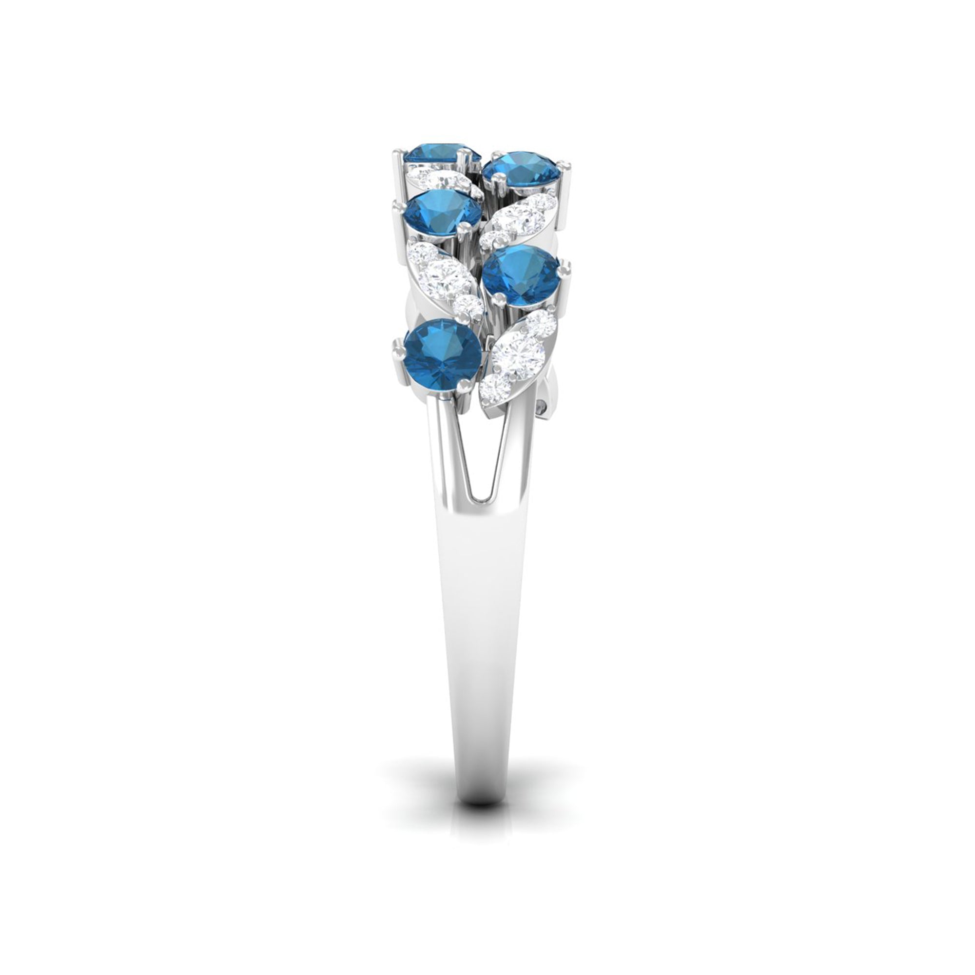 Rosec Jewels-London Blue Topaz and Diamond Leaf Half Eternity Ring