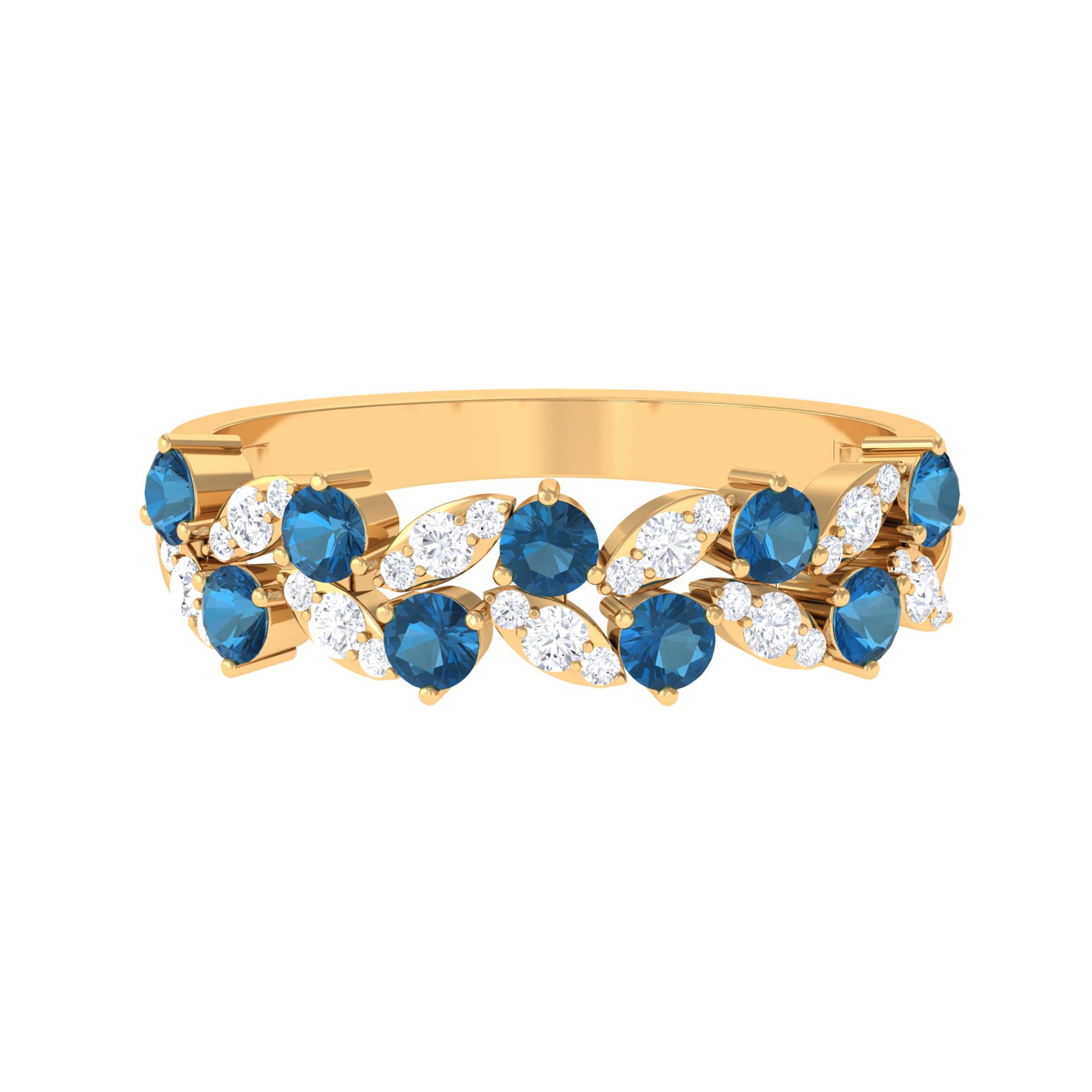 Rosec Jewels-London Blue Topaz and Diamond Leaf Half Eternity Ring