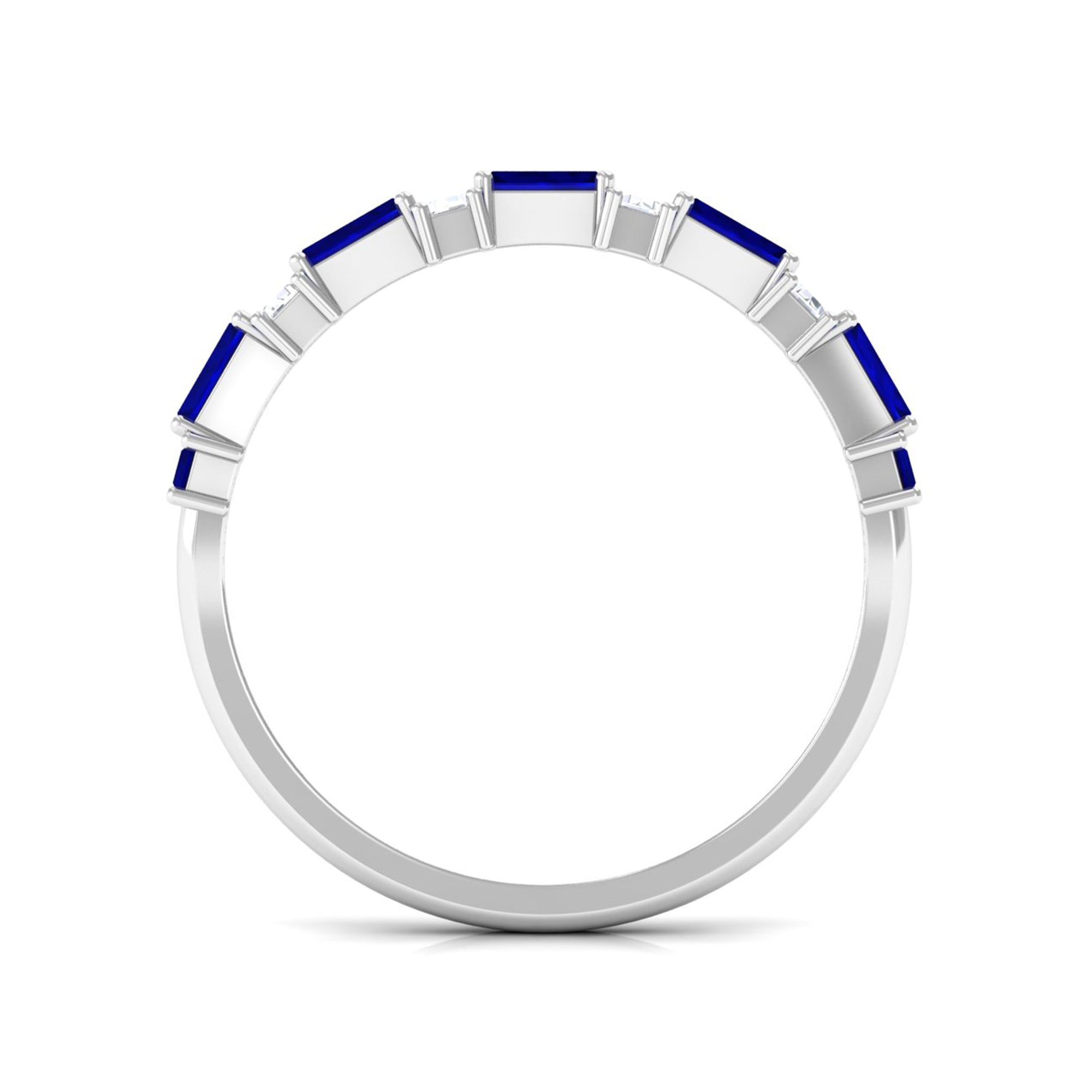 Rosec Jewels-Blue Sapphire and Diamond Half Eternity Ring