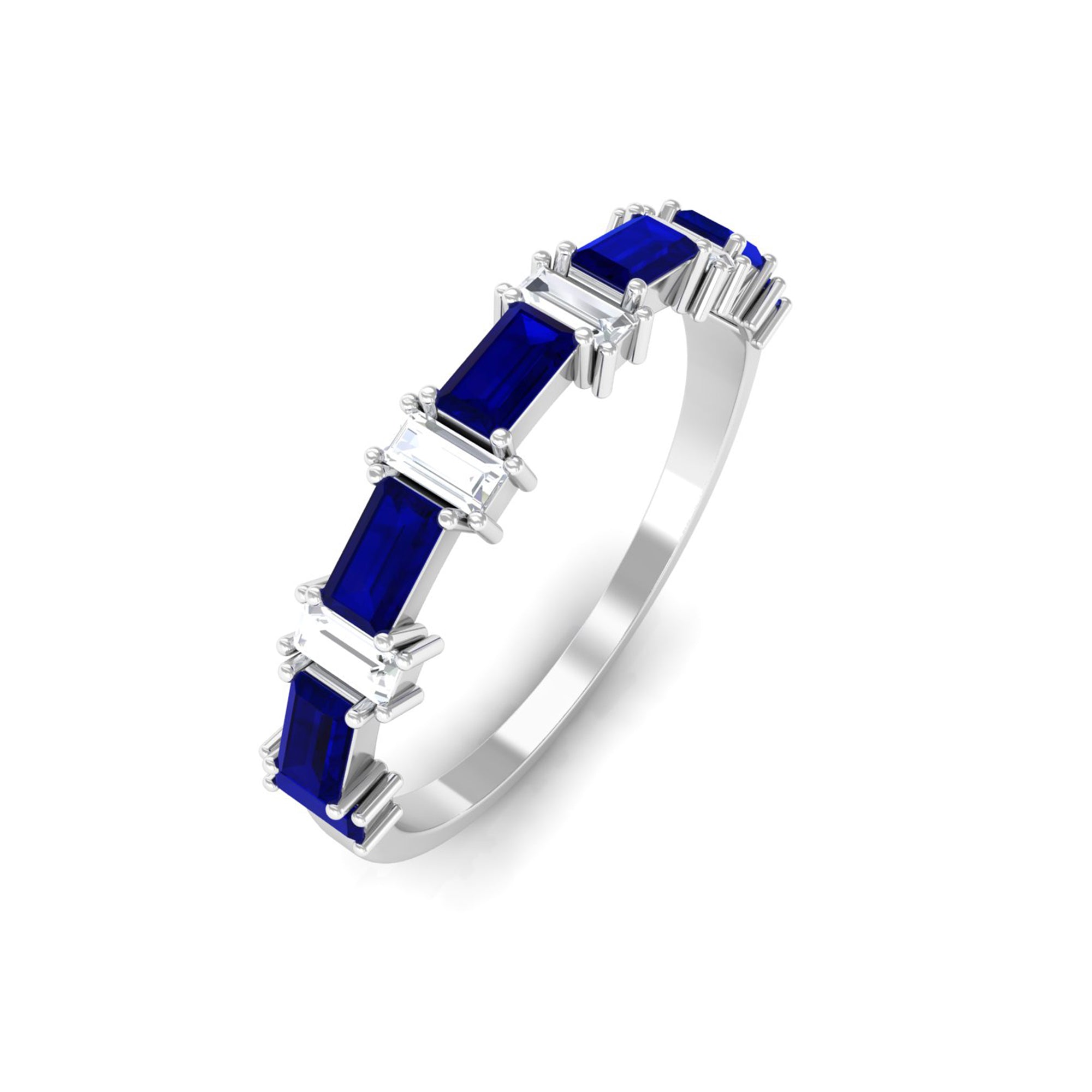 Rosec Jewels-Blue Sapphire and Diamond Half Eternity Ring