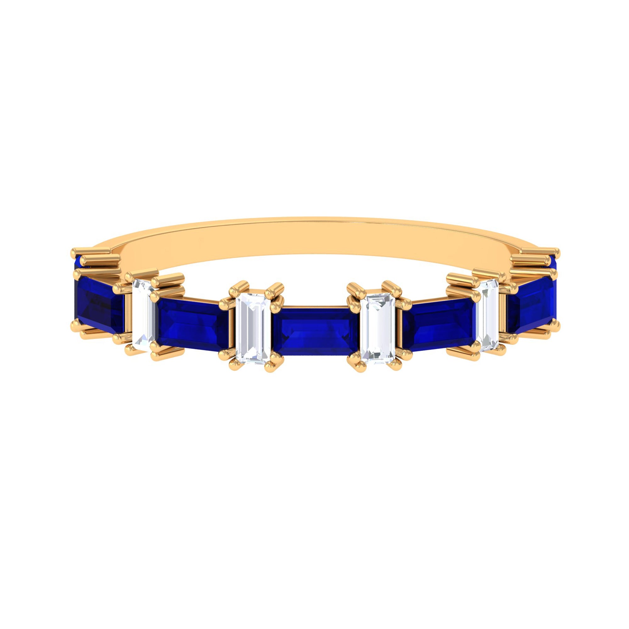 Rosec Jewels-Blue Sapphire and Diamond Half Eternity Ring