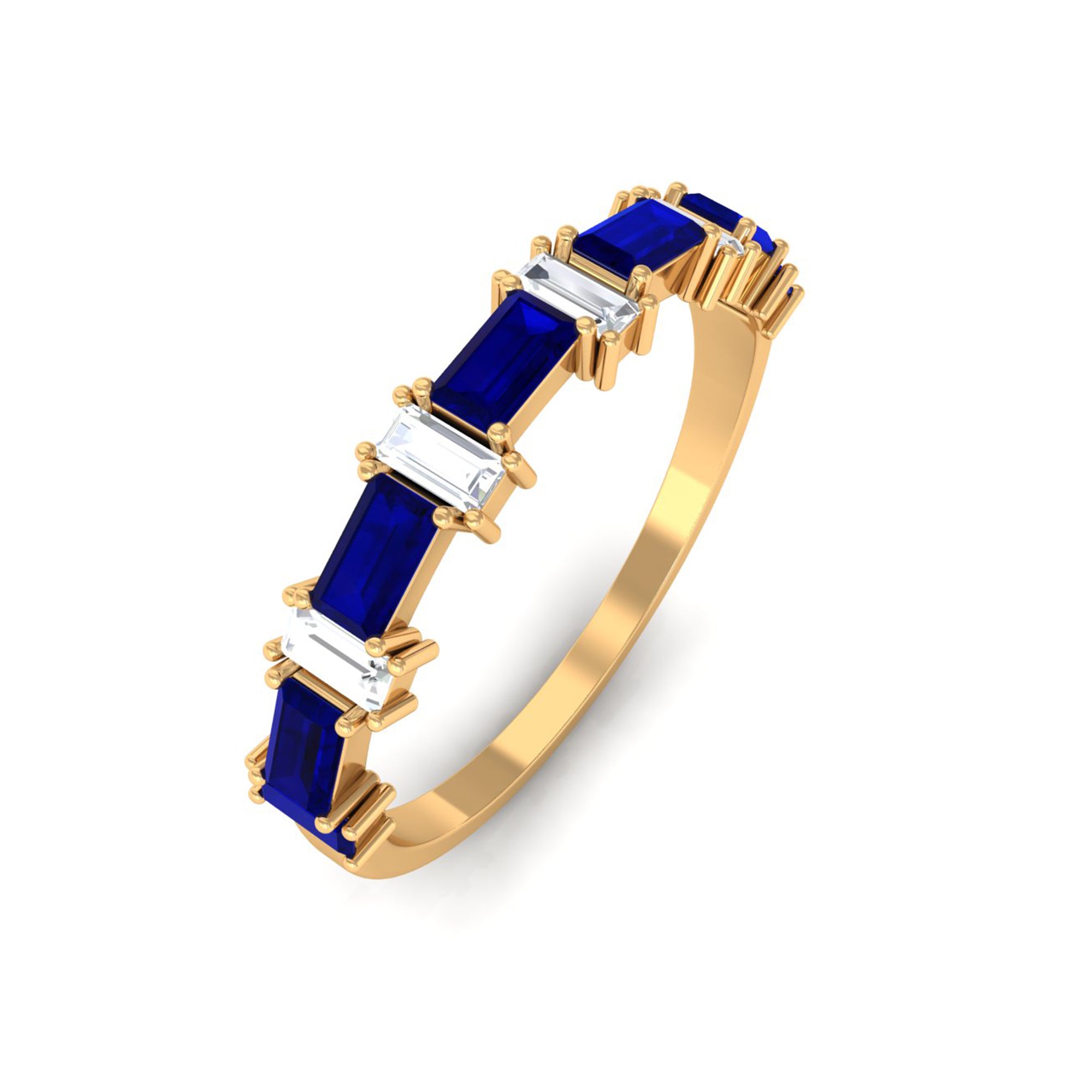 Rosec Jewels-Blue Sapphire and Diamond Half Eternity Ring