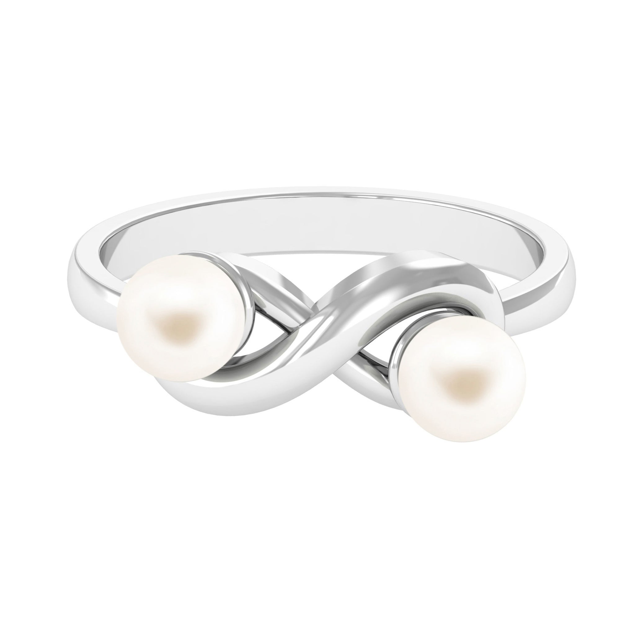 Rosec Jewels-4 CT Toi et Moi Freshwater Pearl Infinity Gold Ring