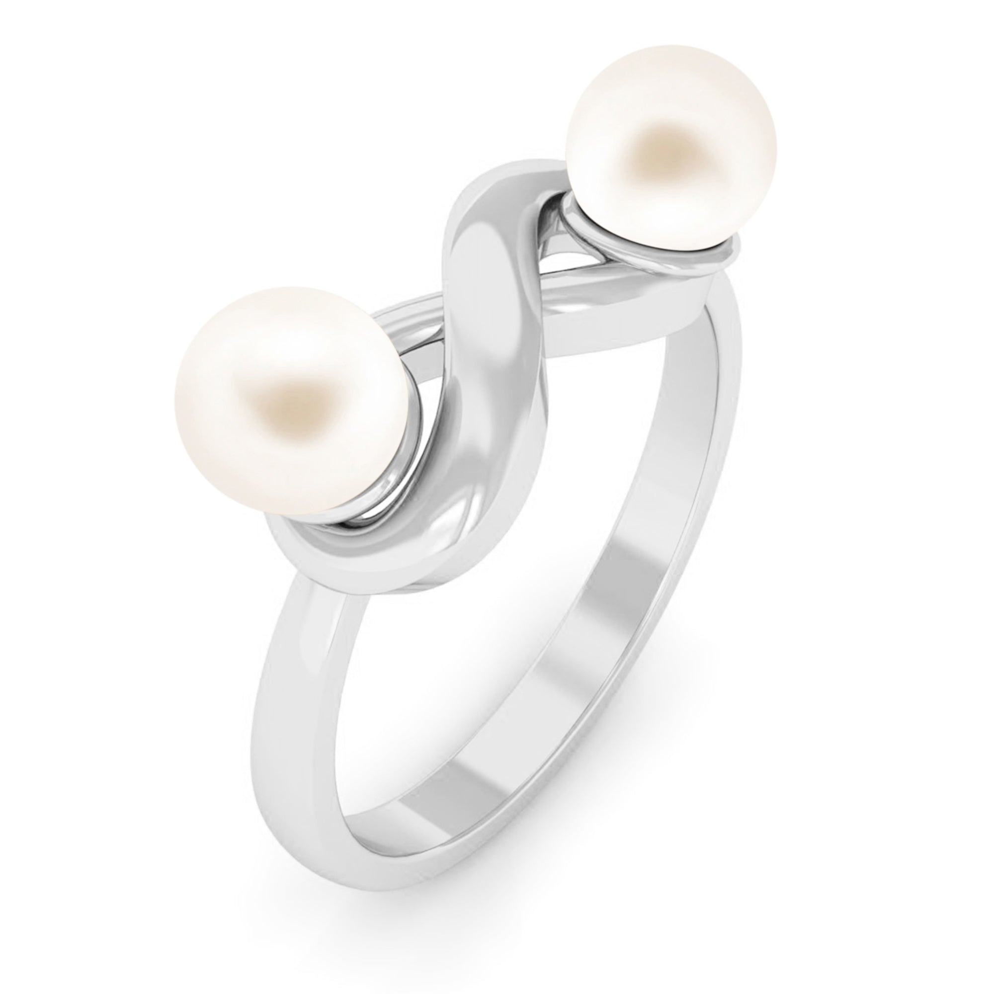 Rosec Jewels-4 CT Toi et Moi Freshwater Pearl Infinity Gold Ring