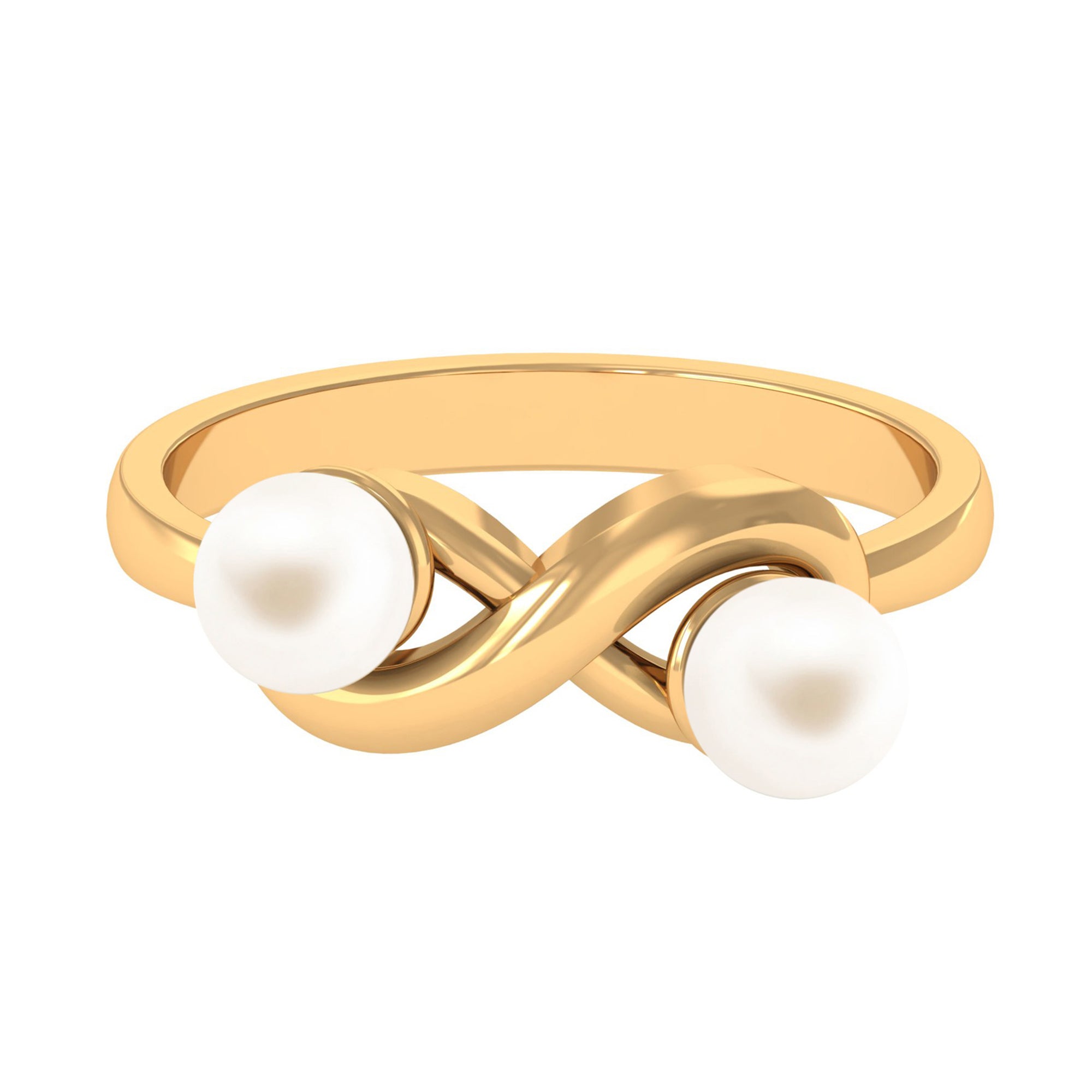 Rosec Jewels-4 CT Toi et Moi Freshwater Pearl Infinity Gold Ring