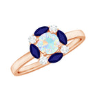 Rosec Jewels-Ethiopian Opal Engagement Ring with Blue Sapphire and Moissanite