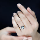 Rosec Jewels-Ethiopian Opal Engagement Ring with Blue Sapphire and Moissanite