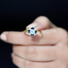 Rosec Jewels-Ethiopian Opal Engagement Ring with Blue Sapphire and Moissanite