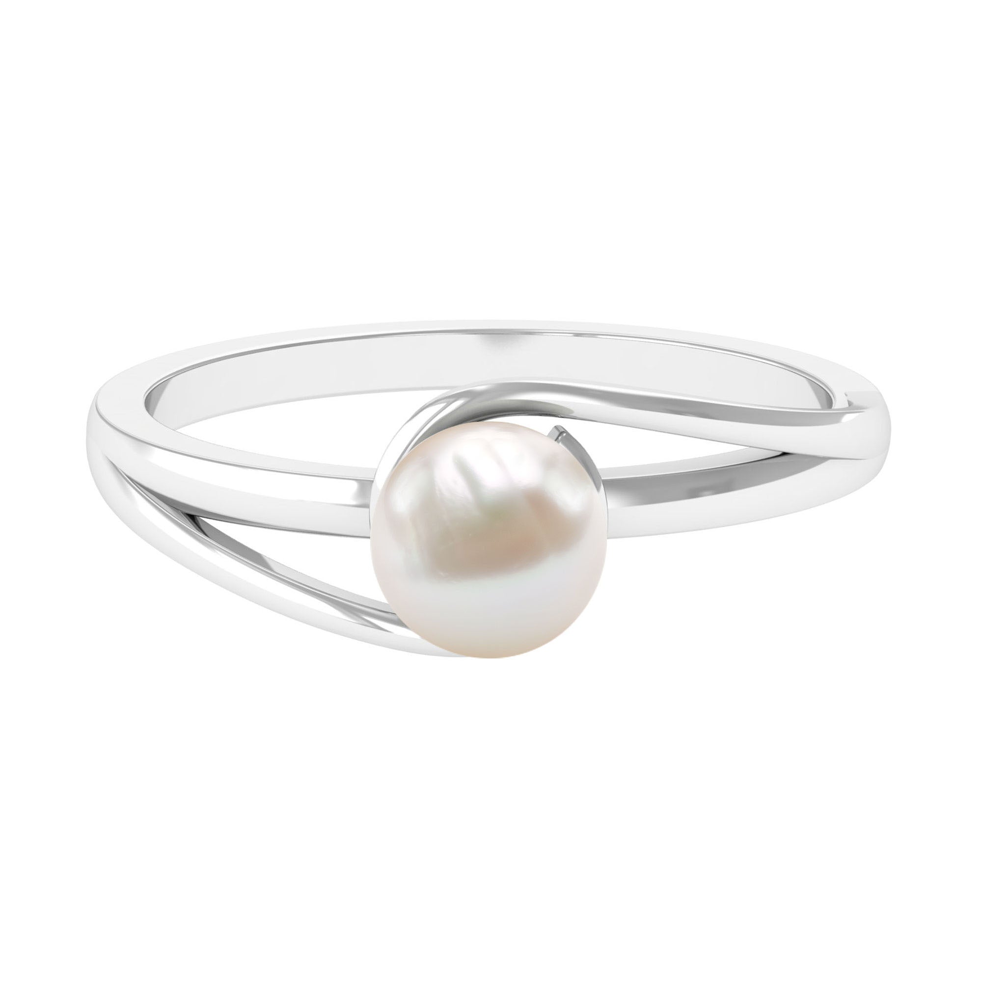 Rosec Jewels-Minimal Freshwater Pearl Solitaire Ring in Bypass Shank