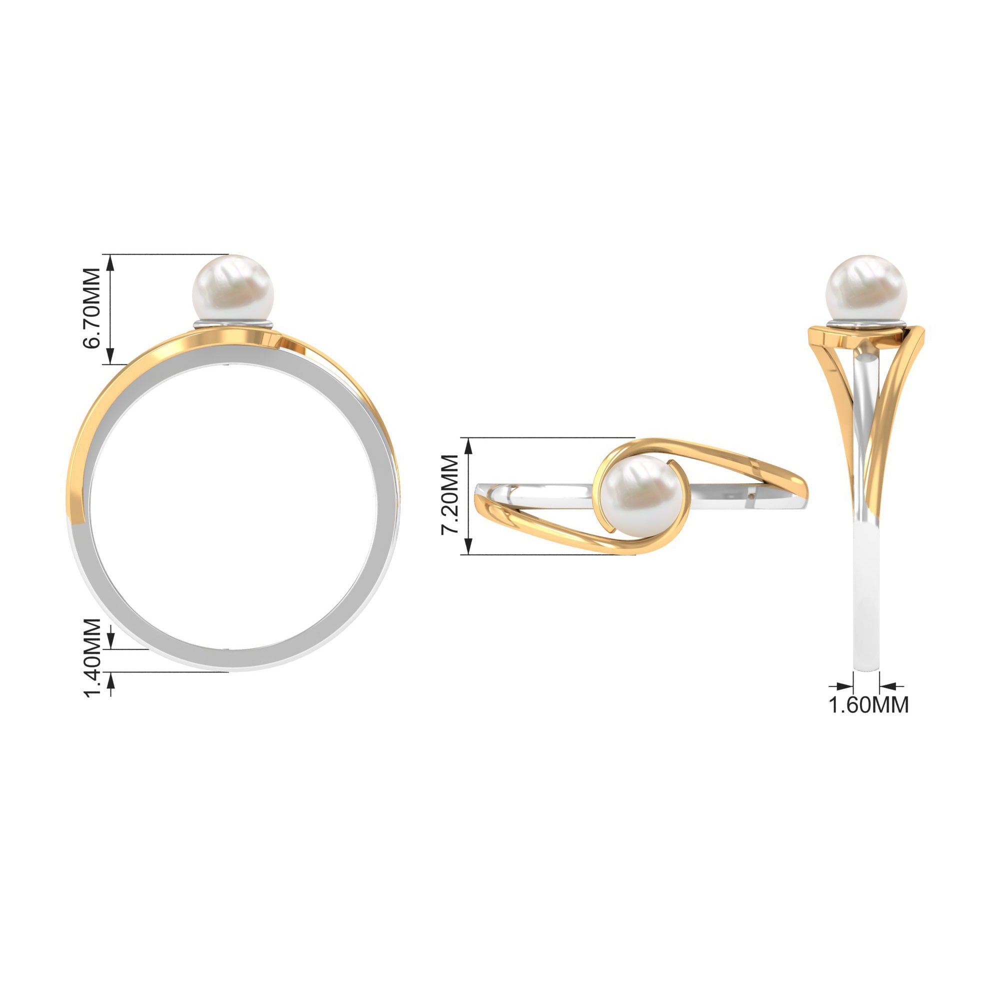 Rosec Jewels-Minimal Freshwater Pearl Solitaire Ring in Bypass Shank