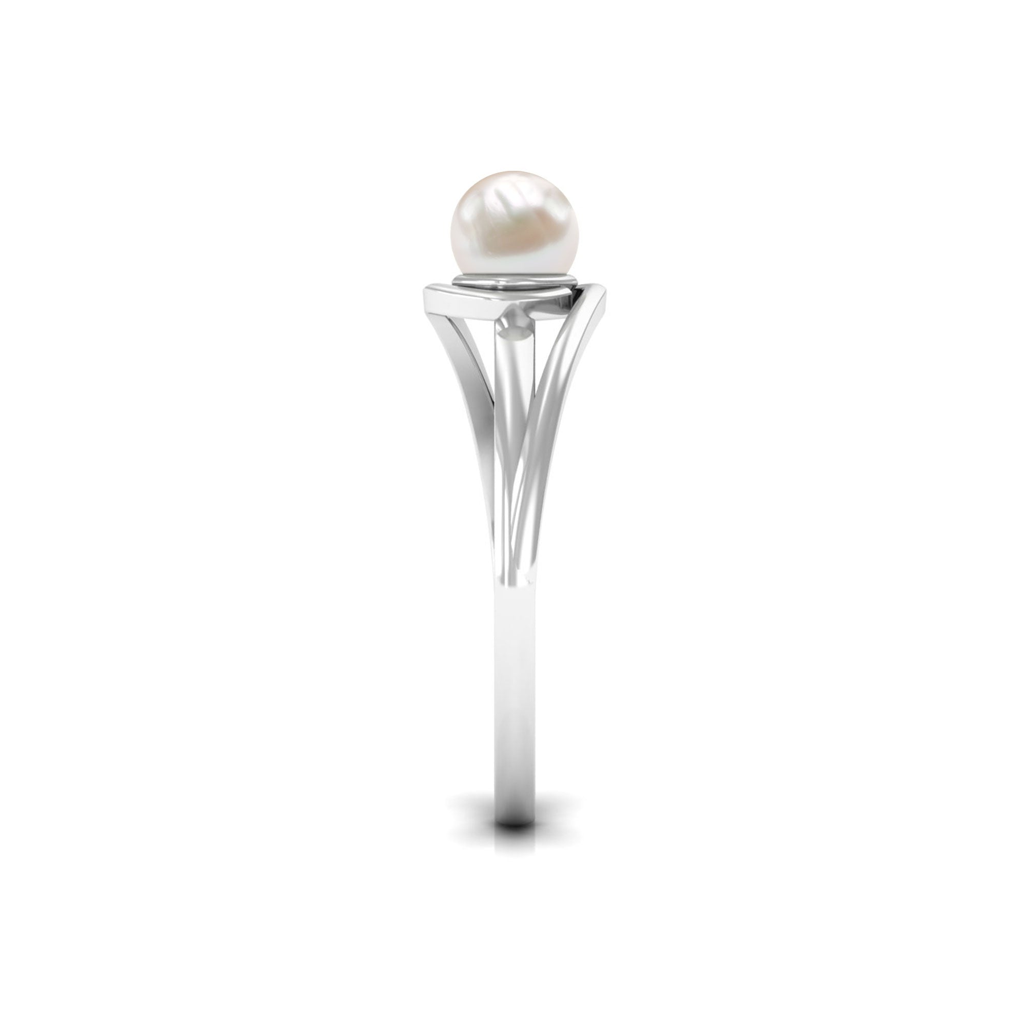 Rosec Jewels-Minimal Freshwater Pearl Solitaire Ring in Bypass Shank