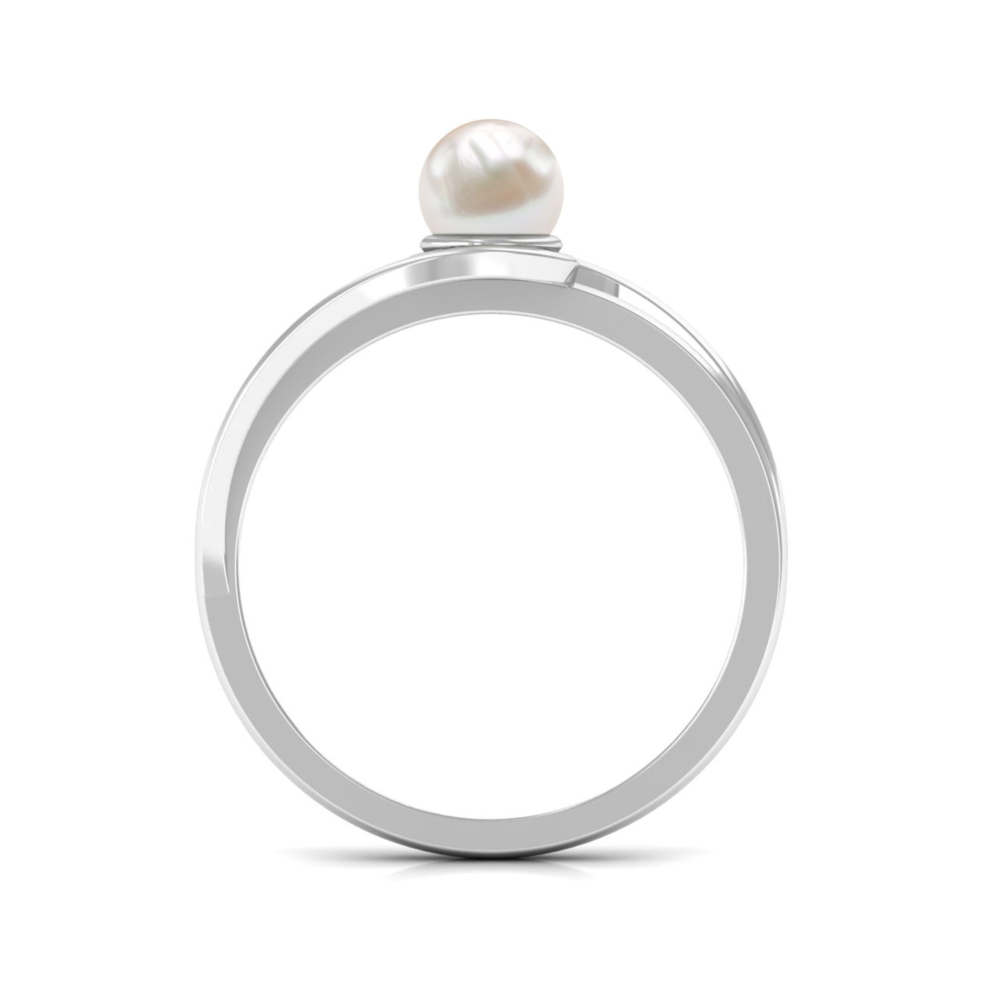 Rosec Jewels-Minimal Freshwater Pearl Solitaire Ring in Bypass Shank