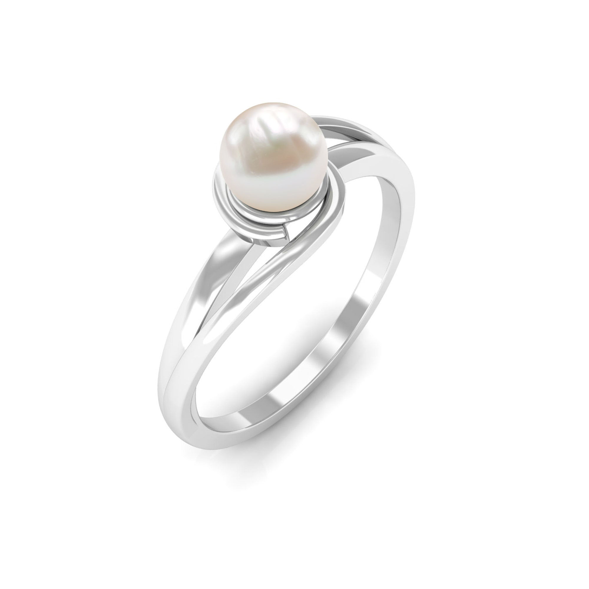 Rosec Jewels-Minimal Freshwater Pearl Solitaire Ring in Bypass Shank