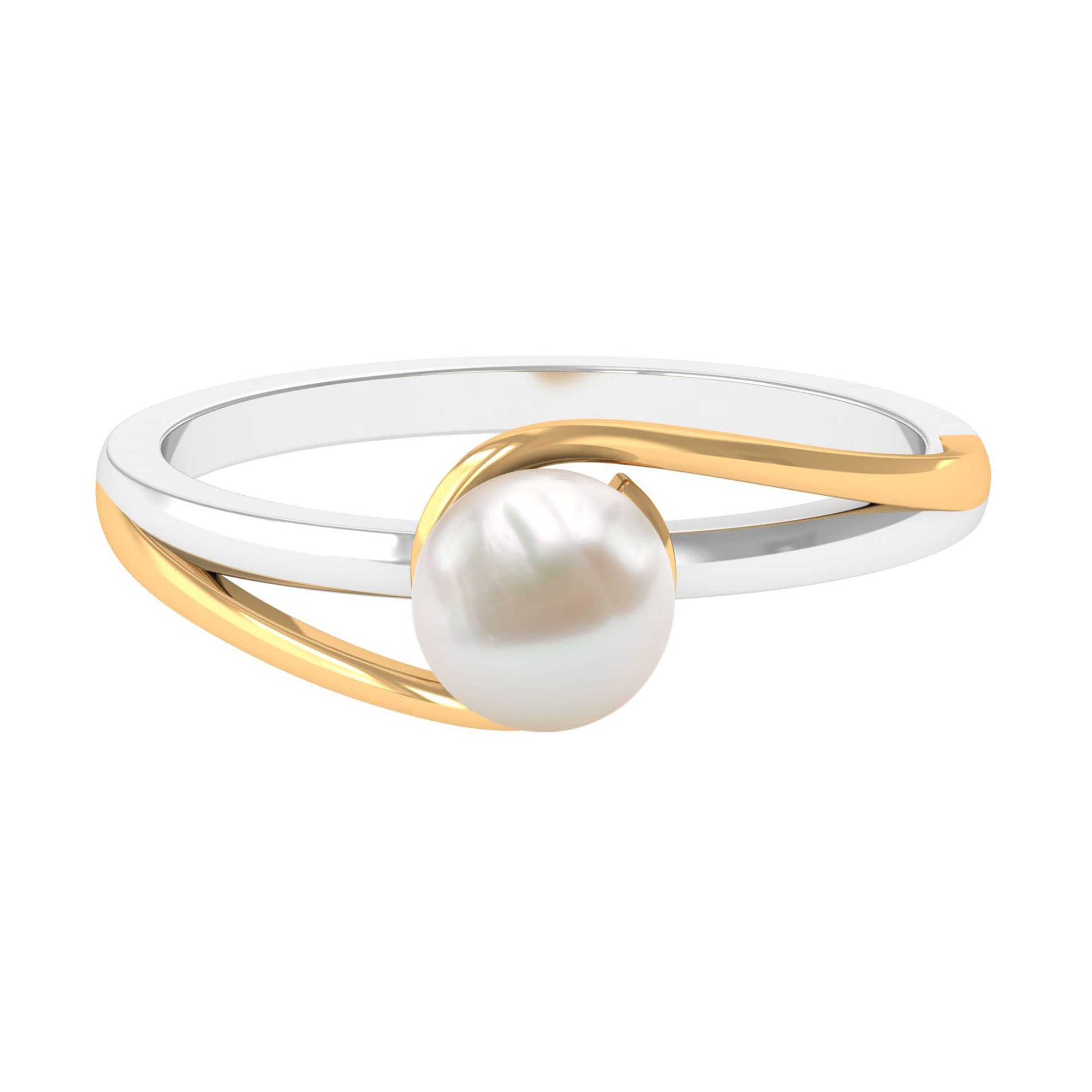 Rosec Jewels-Minimal Freshwater Pearl Solitaire Ring in Bypass Shank