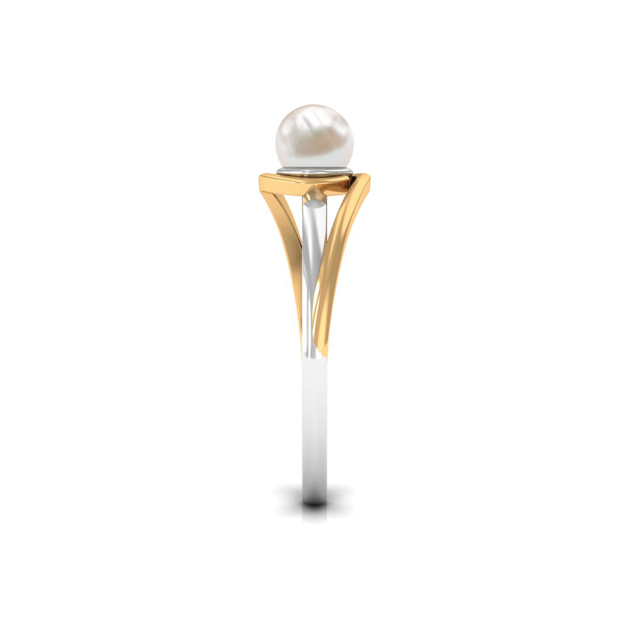 Rosec Jewels-Minimal Freshwater Pearl Solitaire Ring in Bypass Shank