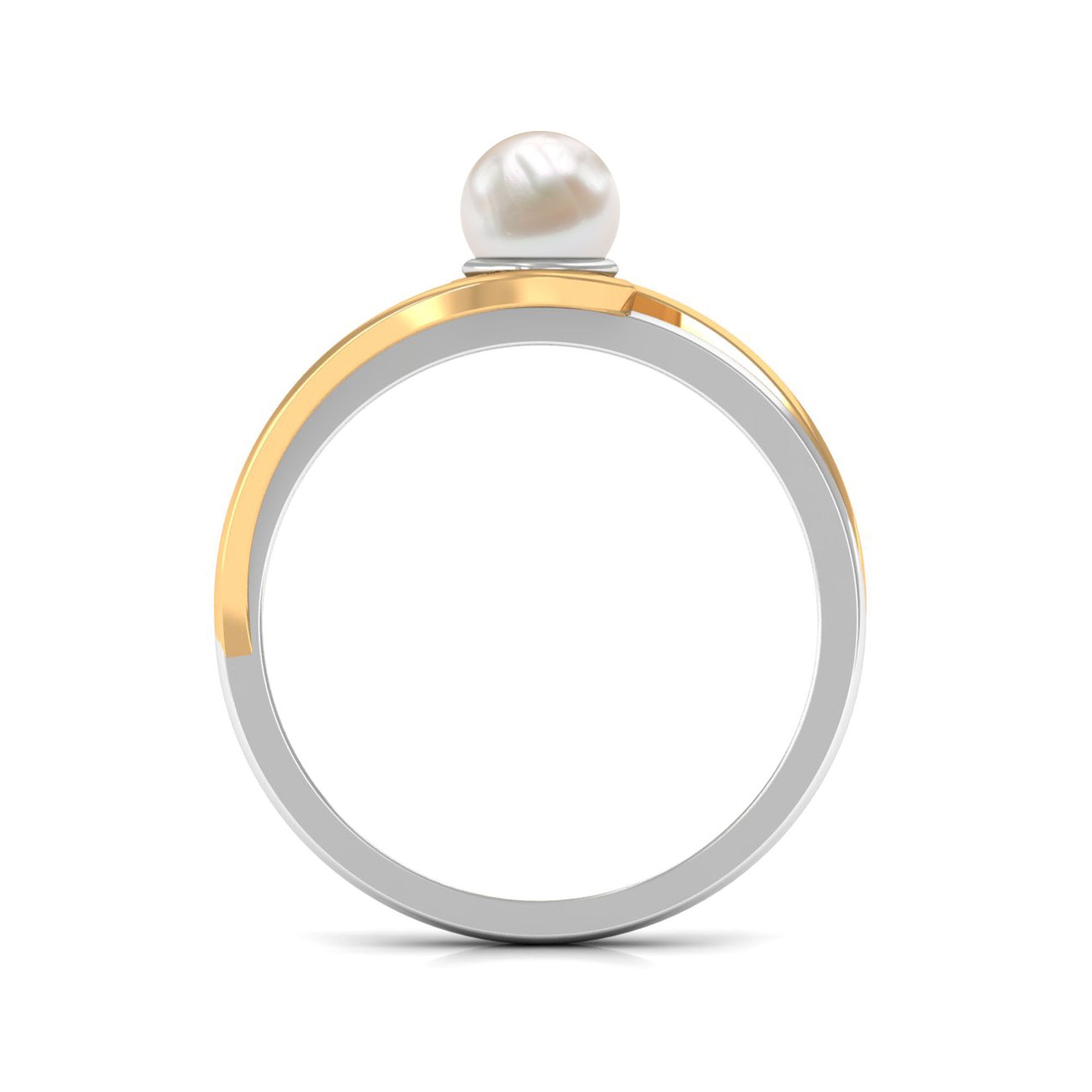 Rosec Jewels-Minimal Freshwater Pearl Solitaire Ring in Bypass Shank