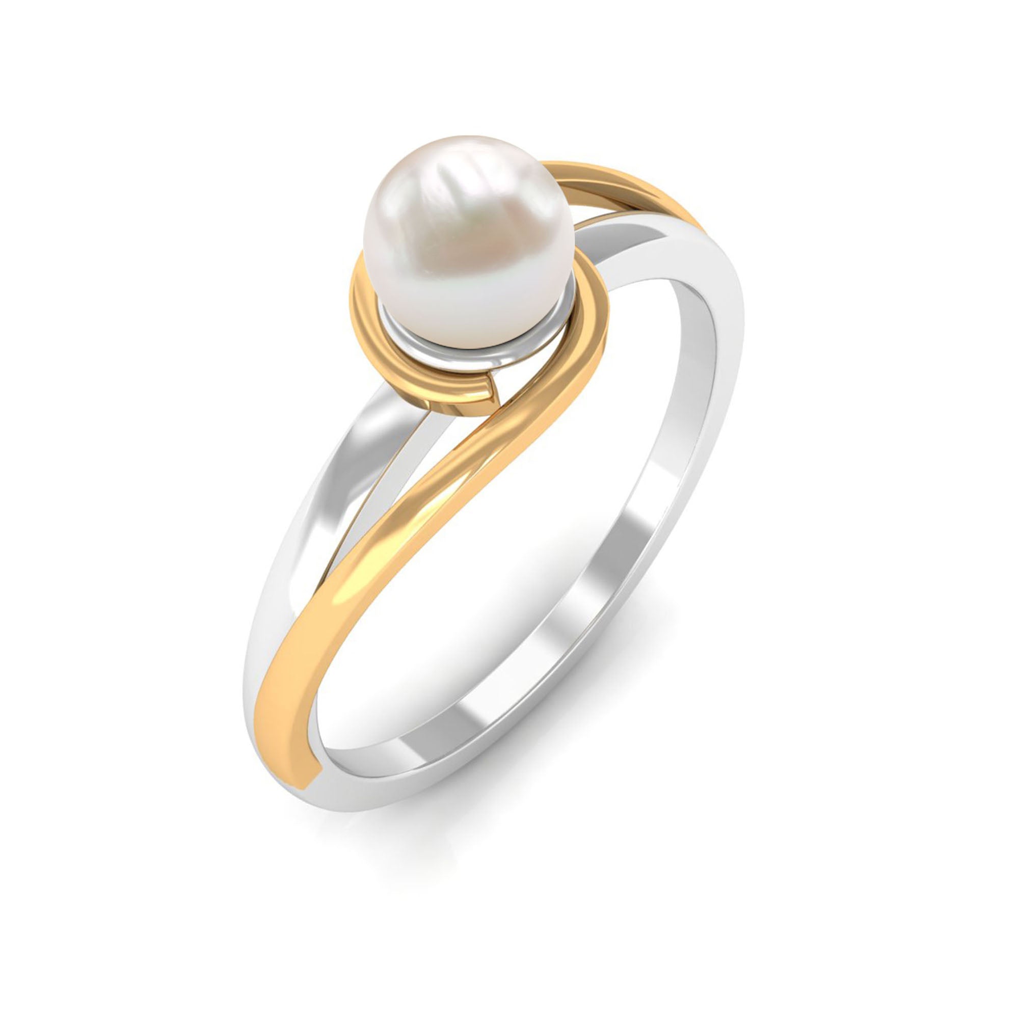 Rosec Jewels-Minimal Freshwater Pearl Solitaire Ring in Bypass Shank