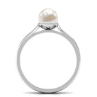 2.25 CT Freshwater Pearl Solitaire Ring with Diamond Accent Freshwater Pearl - ( AAA ) - Quality - Rosec Jewels