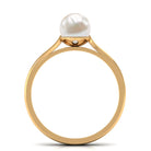 2.25 CT Freshwater Pearl Solitaire Ring with Diamond Accent Freshwater Pearl - ( AAA ) - Quality - Rosec Jewels