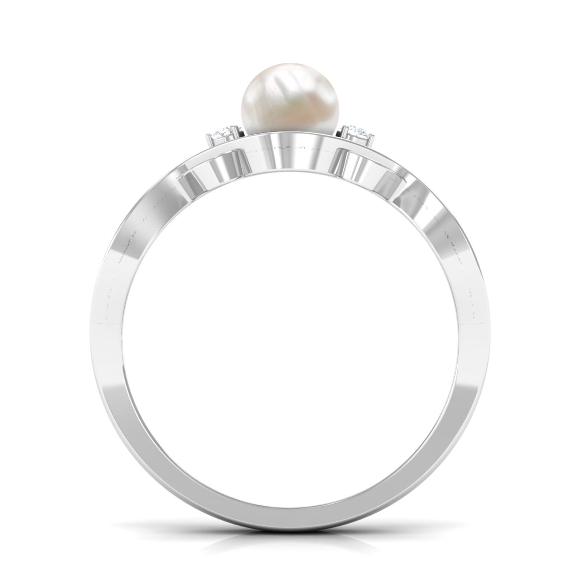 Rosec Jewels-Designer Freshwater Pearl and Diamond Anniversary Band Ring