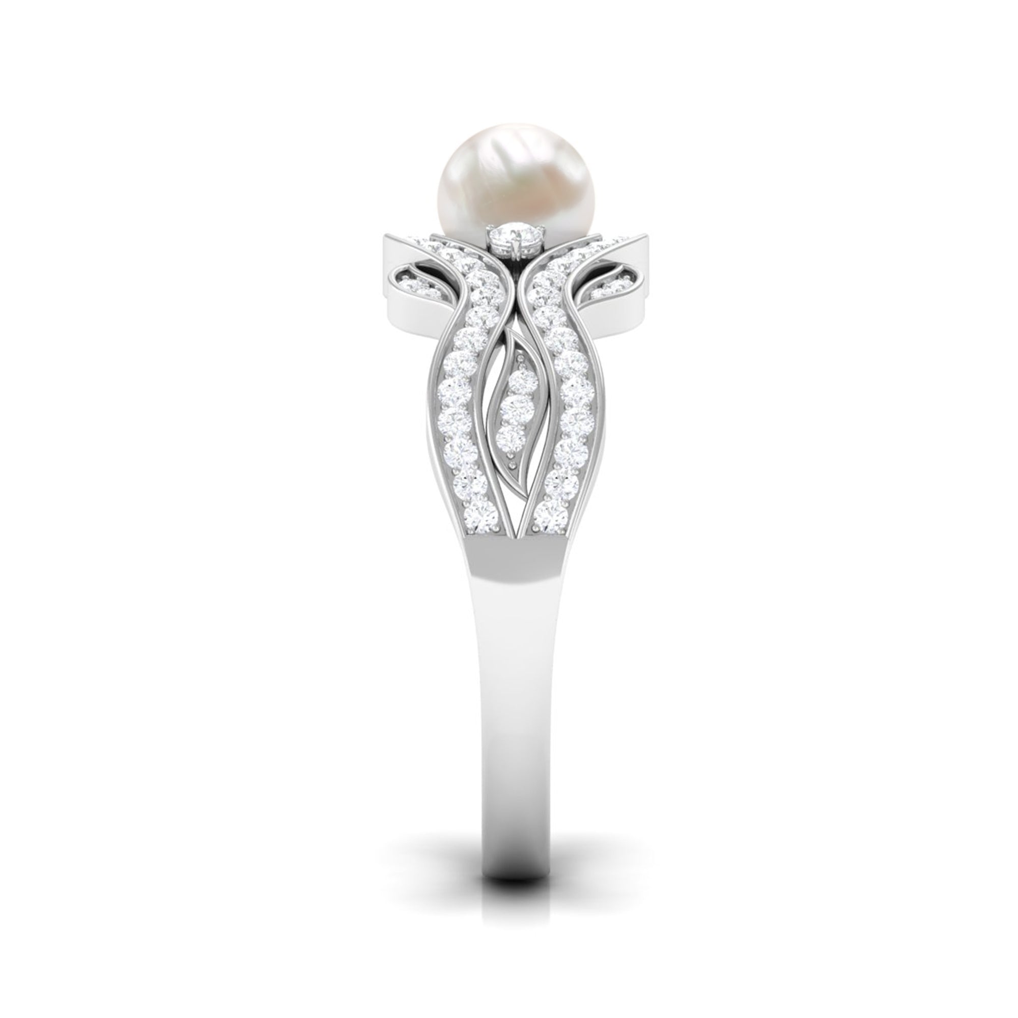 Rosec Jewels-Designer Freshwater Pearl and Diamond Anniversary Band Ring