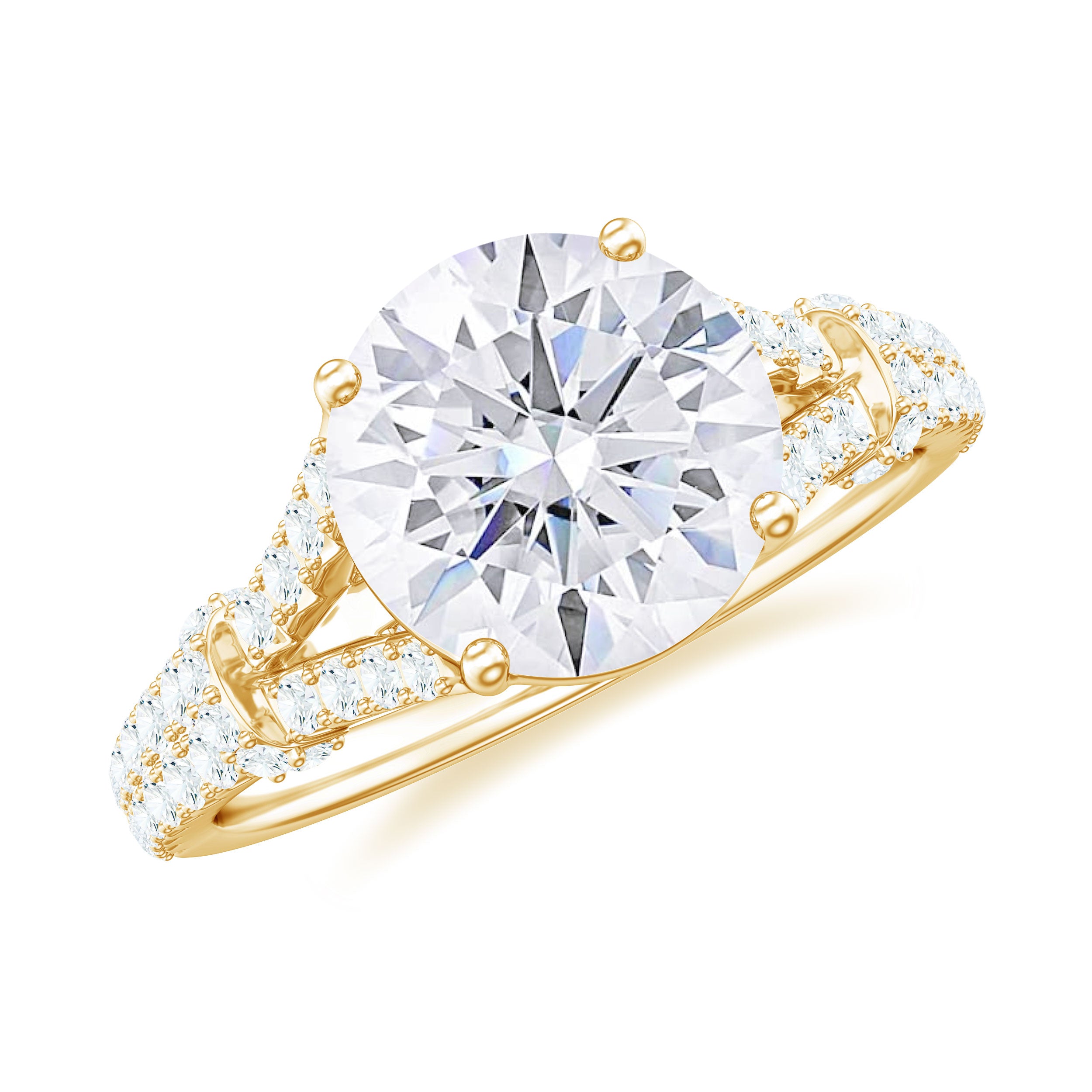 Rosec Jewels-3 CT Simulated Diamond Solitaire Engagement Ring with Split Shank