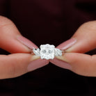 Rosec Jewels-3.5 CT Asscher Zircon Designer Solitaire Engagement Ring in Petal Prong Setting