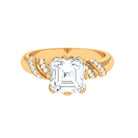 Rosec Jewels-3.5 CT Asscher Zircon Designer Solitaire Engagement Ring in Petal Prong Setting