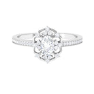 Rosec Jewels-1.25 CT Vintage Inspired Zircon Flower Engagement Ring