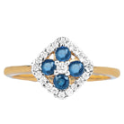 1/2 CT Blue Sapphire Cluster Ring with Diamond Accent Blue Sapphire - ( AAA ) - Quality - Rosec Jewels