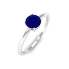 Rosec Jewels-3/4 CT Round Cut Blue Sapphire Solitaire Simple Ring