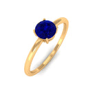 Rosec Jewels-3/4 CT Round Cut Blue Sapphire Solitaire Simple Ring