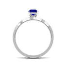 Rosec Jewels-Blue Sapphire Solitaire Engagement Ring with Diamond Side Stones