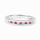 0.5 CT Ruby and Diamond Minimal Band Ring in Channel Setting Ruby - ( AAA ) - Quality - Rosec Jewels