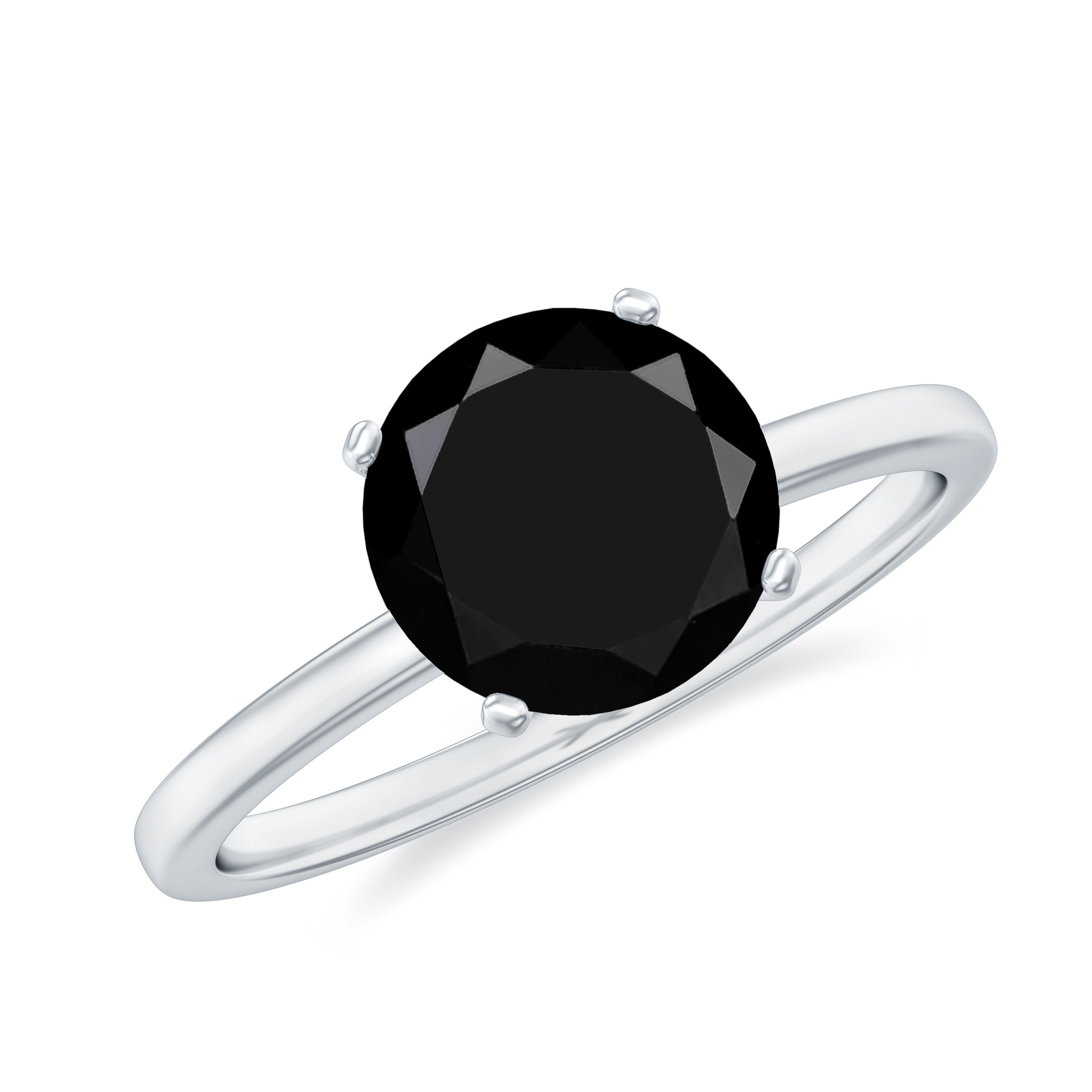 Rosec Jewels-8 MM Black Spinel Solitaire Engagement Ring for Ladies