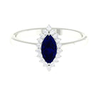 1 CT Created Blue Sapphire Marquise Ring with Diamond Halo Lab Created Blue Sapphire - ( AAAA ) - Quality - Rosec Jewels