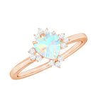 Rosec Jewels-1.25 CT Heart Shape Ethiopian Opal Solitaire Promise Ring with Diamond Accent