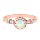 Rosec Jewels-1/2 CT Round Shape Ethiopian Opal and Diamond Accent Vintage Engagement Ring