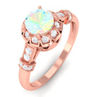 Rosec Jewels-1/2 CT Round Shape Ethiopian Opal and Diamond Accent Vintage Engagement Ring