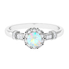 Rosec Jewels-1/2 CT Round Shape Ethiopian Opal and Diamond Accent Vintage Engagement Ring