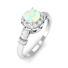 Rosec Jewels-1/2 CT Round Shape Ethiopian Opal and Diamond Accent Vintage Engagement Ring