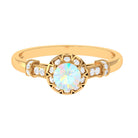 Rosec Jewels-1/2 CT Round Shape Ethiopian Opal and Diamond Accent Vintage Engagement Ring