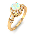 Rosec Jewels-1/2 CT Round Shape Ethiopian Opal and Diamond Accent Vintage Engagement Ring