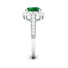 Rosec Jewels-Round Shape Created Emerald Classic Halo Engagement Ring with Diamond