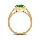 Rosec Jewels-Round Shape Created Emerald Classic Halo Engagement Ring with Diamond