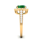 Rosec Jewels-Round Shape Created Emerald Classic Halo Engagement Ring with Diamond