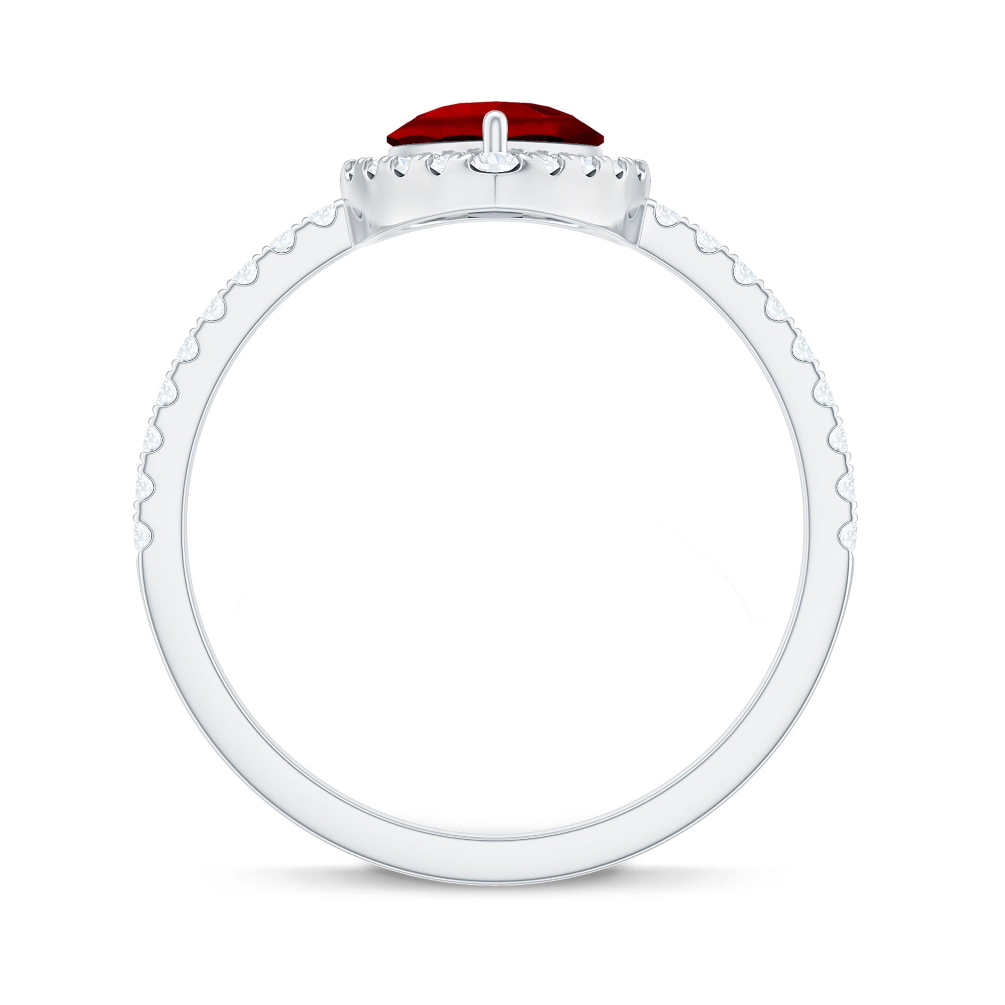 Rosec Jewels-Pear Cut Lab Created Ruby Engagement Ring with Diamond Accent